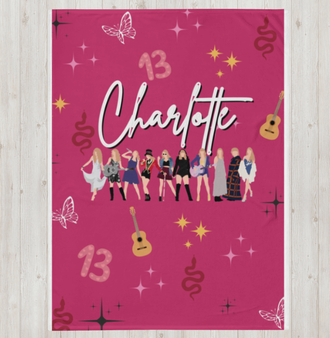 Personalized TS throw blanket in Pink