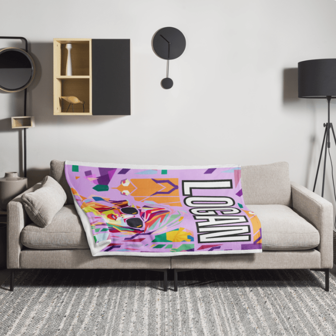 Personalized TS throw blanket in Purple mosaic