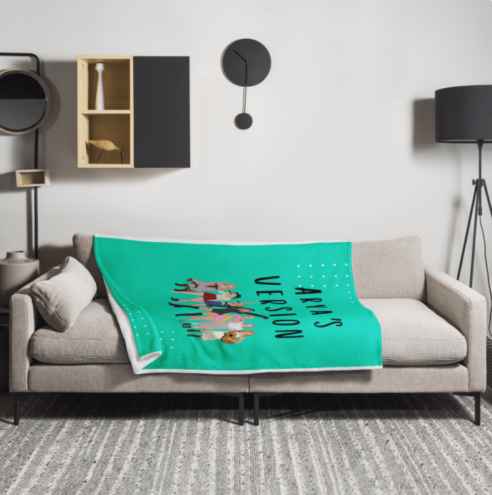 Personalized TS throw blanket in Teal Your Version
