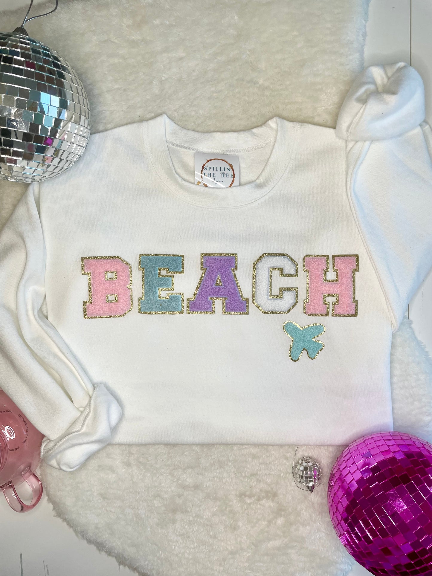 Beach Varsity Letter Adult Pullover