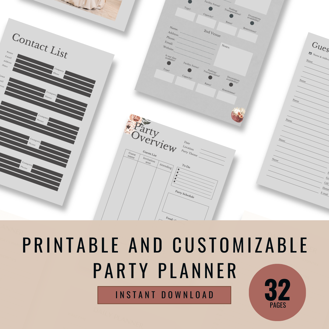 The Ultimate Party Planner Guide - 32 pages Printable Flower
