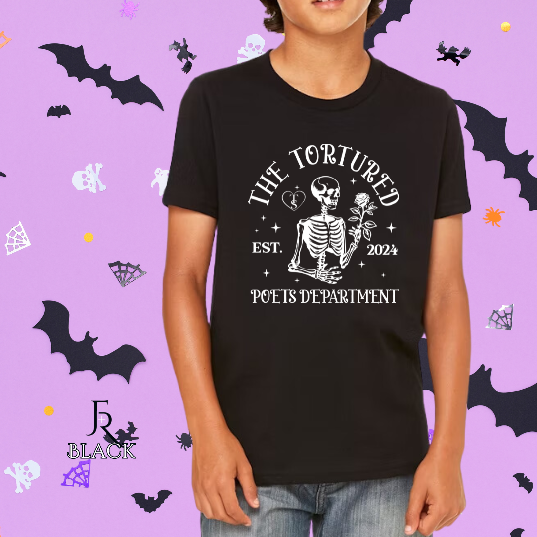 T Swift Tortured Poets Skeleton Youth Tee