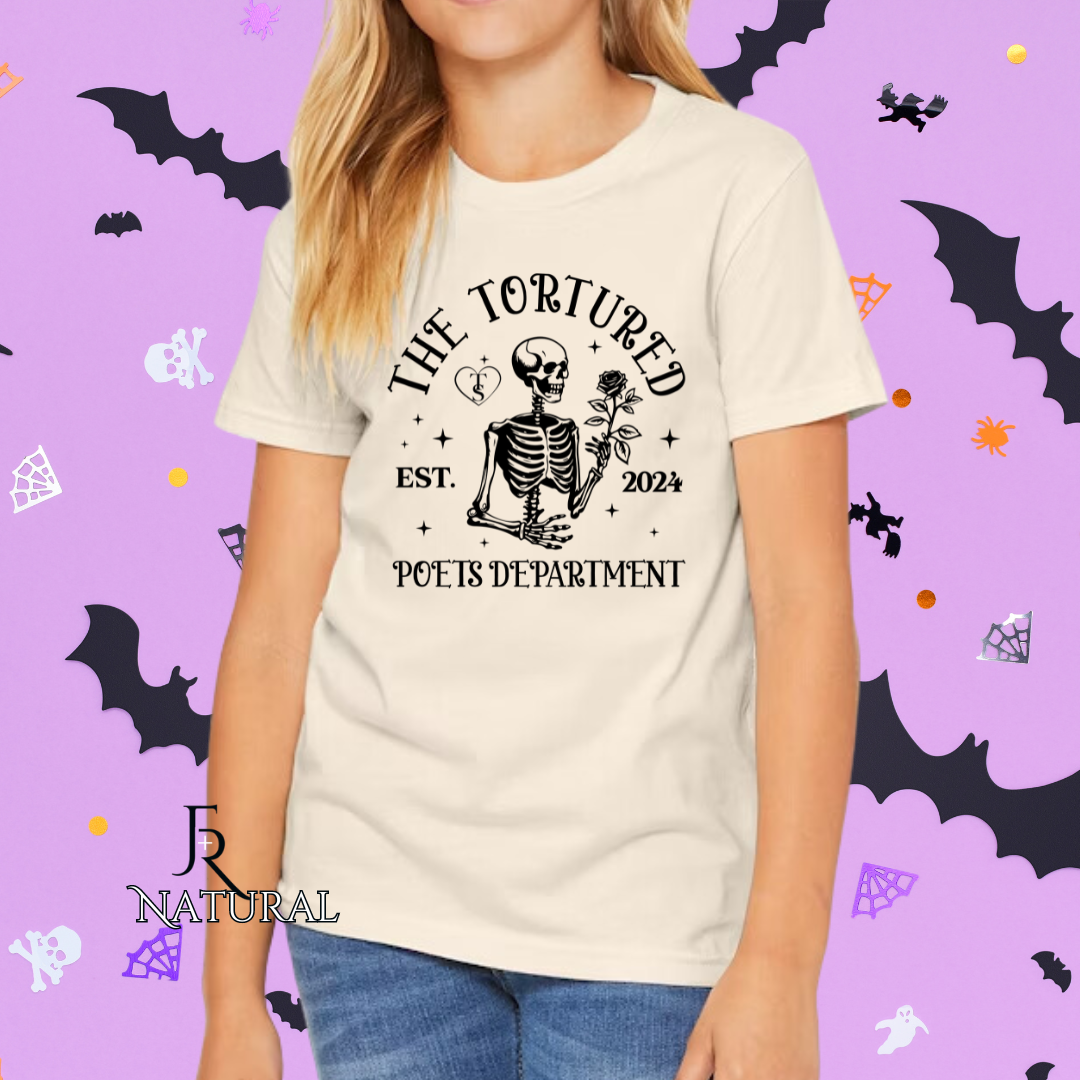 T Swift Tortured Poets Skeleton Youth Tee