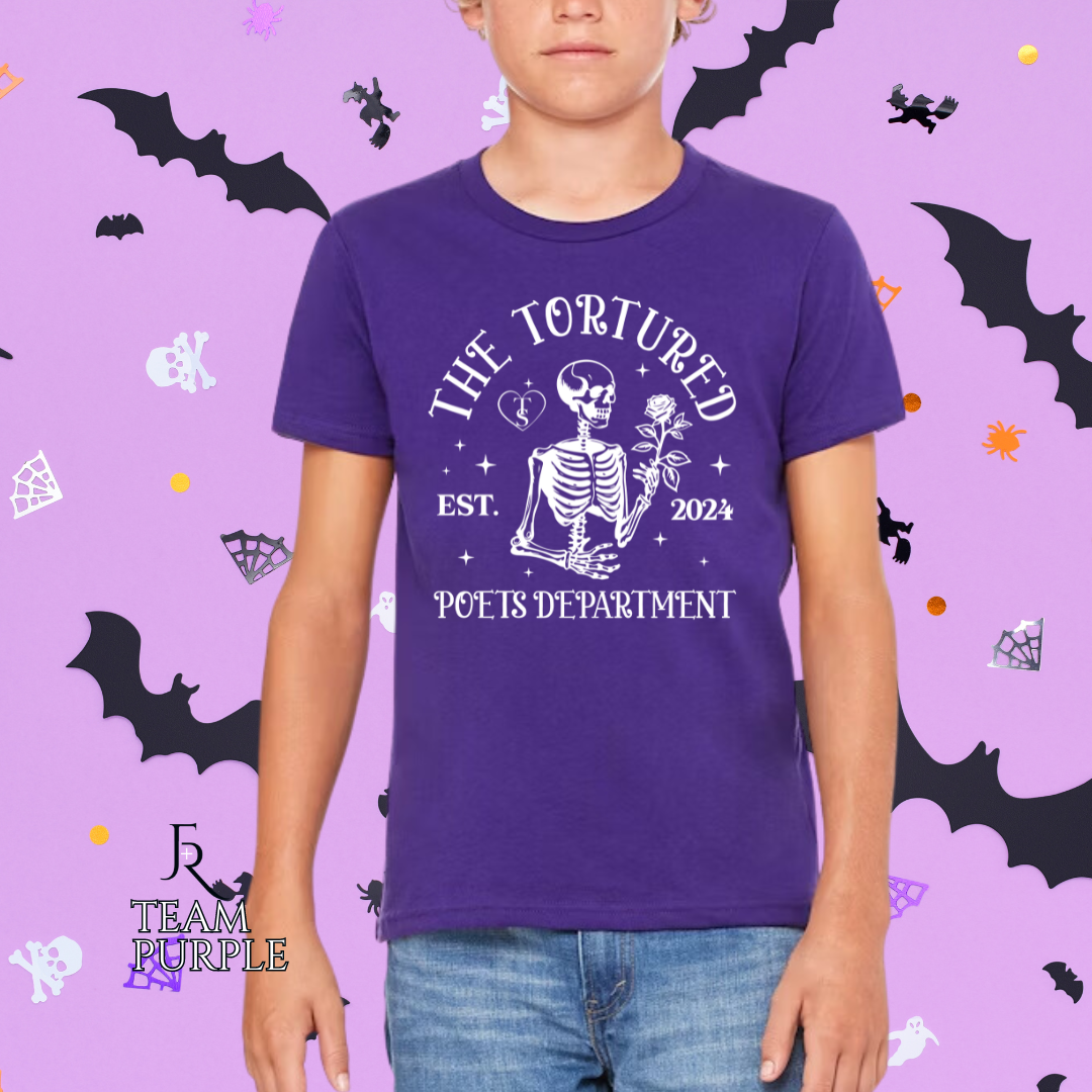 T Swift Tortured Poets Skeleton Youth Tee