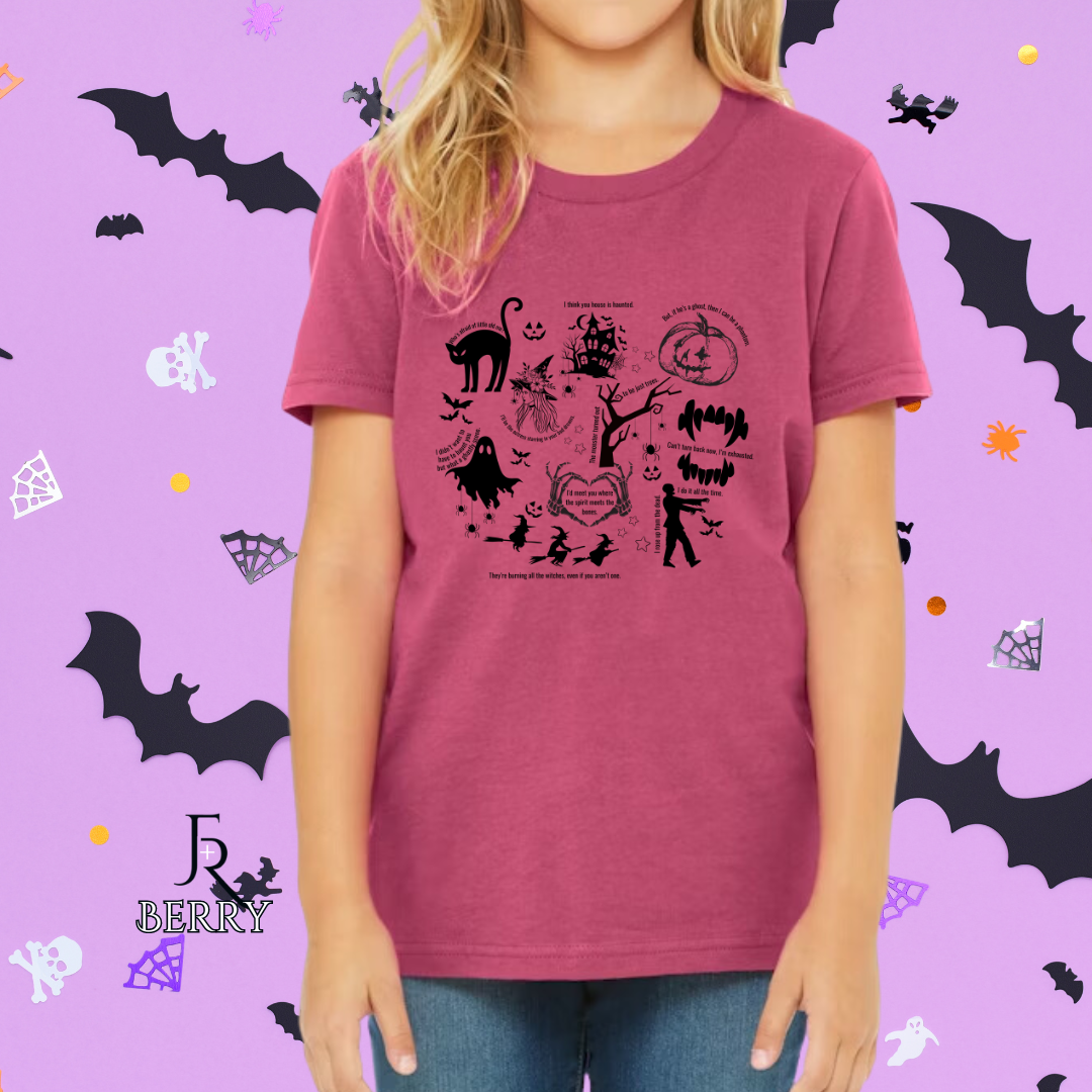 T Swift Spooky Lyrics collage Youth Tee