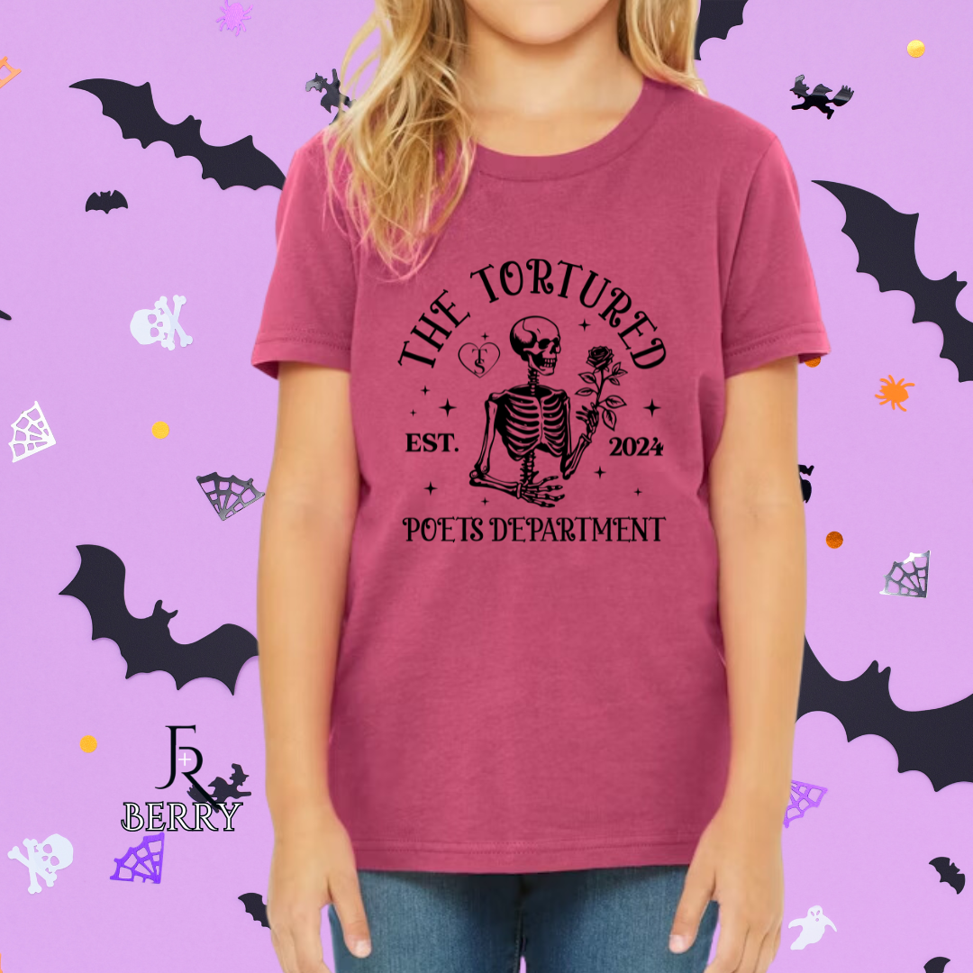 T Swift Tortured Poets Skeleton Youth Tee