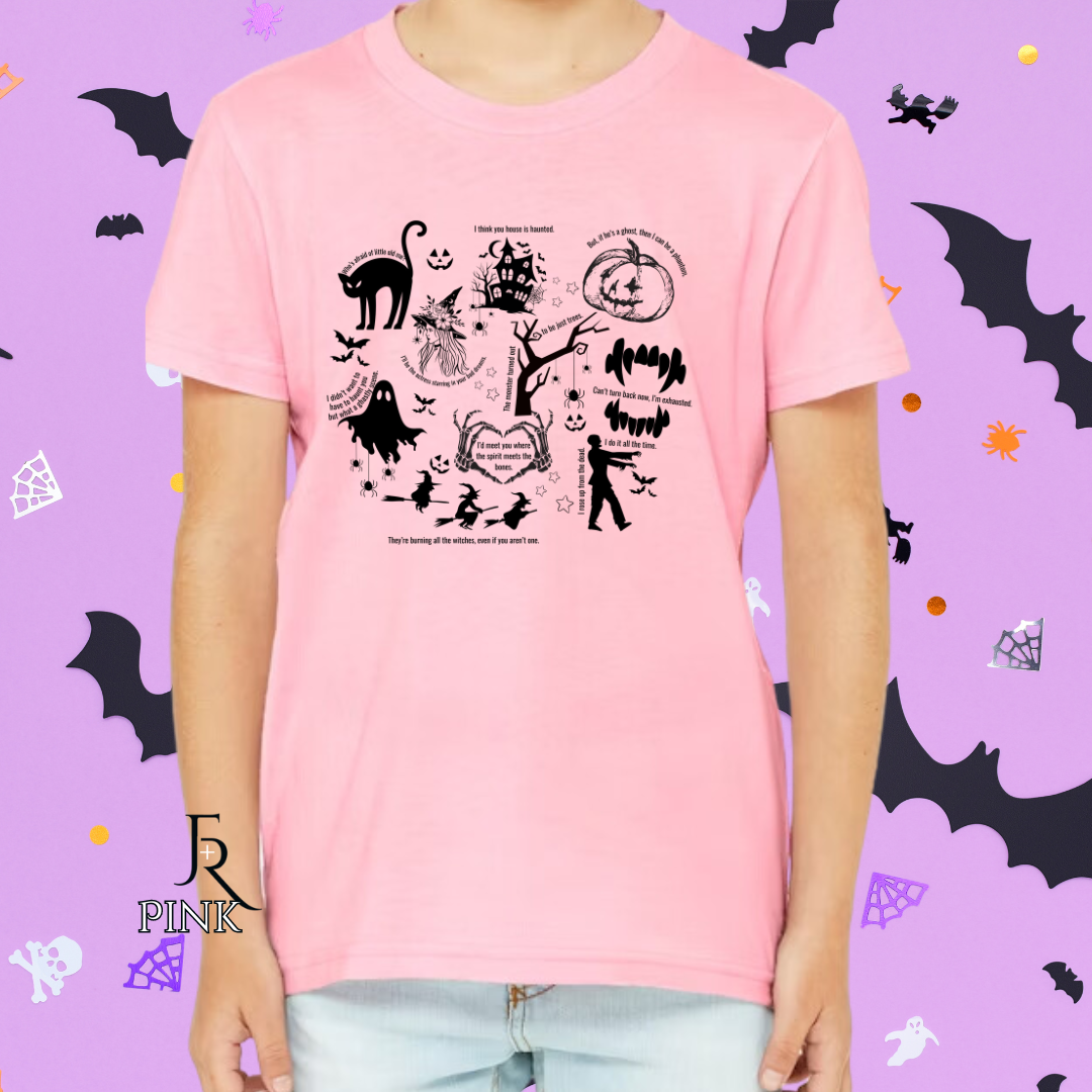 T Swift Spooky Lyrics collage Youth Tee