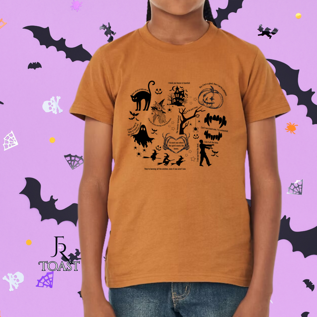 T Swift Spooky Lyrics collage Youth Tee
