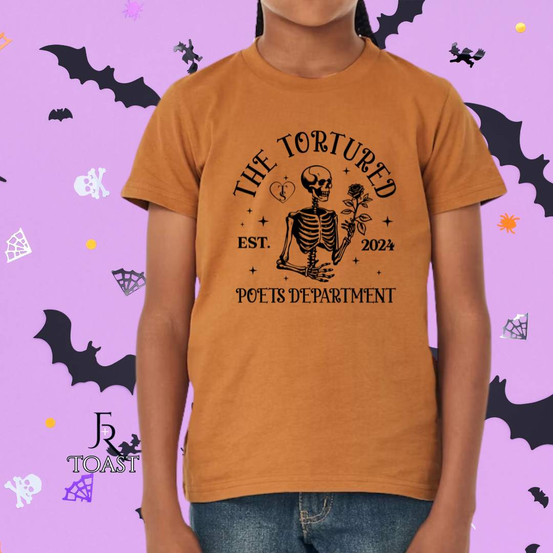T Swift Tortured Poets Skeleton Youth Tee