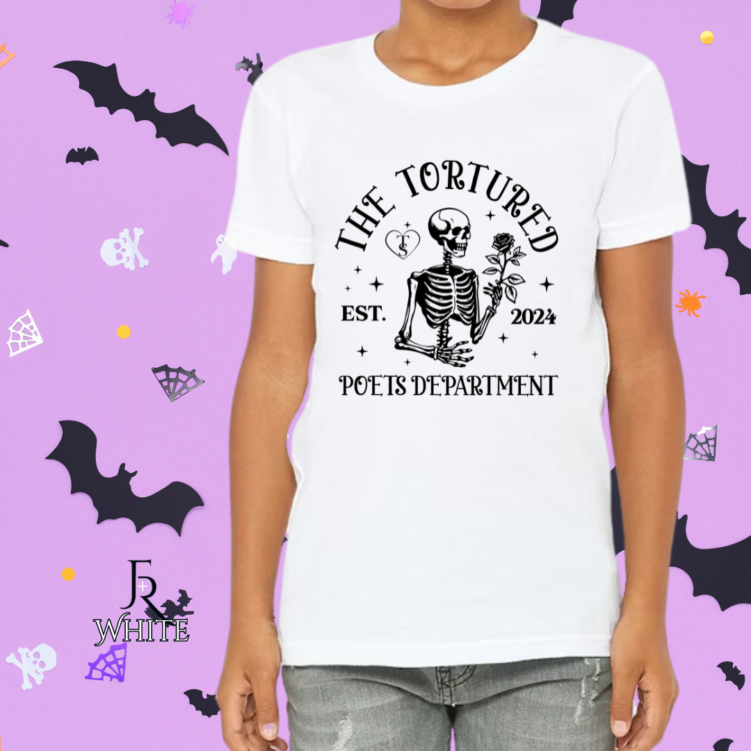 T Swift Tortured Poets Skeleton Youth Tee