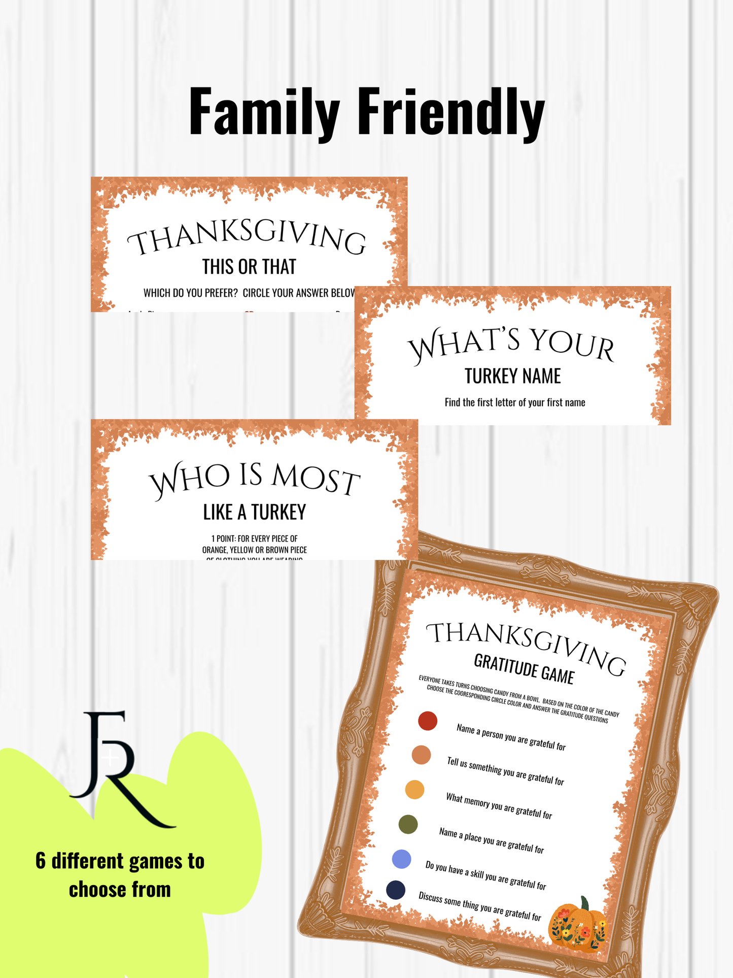 Thanksgiving Day Family Game Printable Bundle