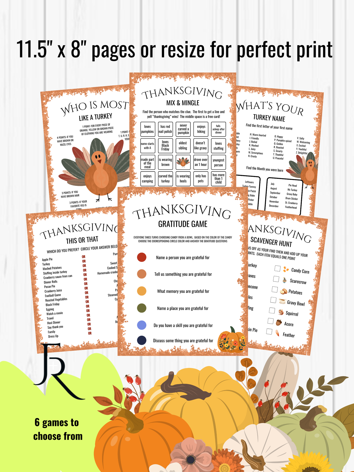 Thanksgiving Day Family Game Printable Bundle