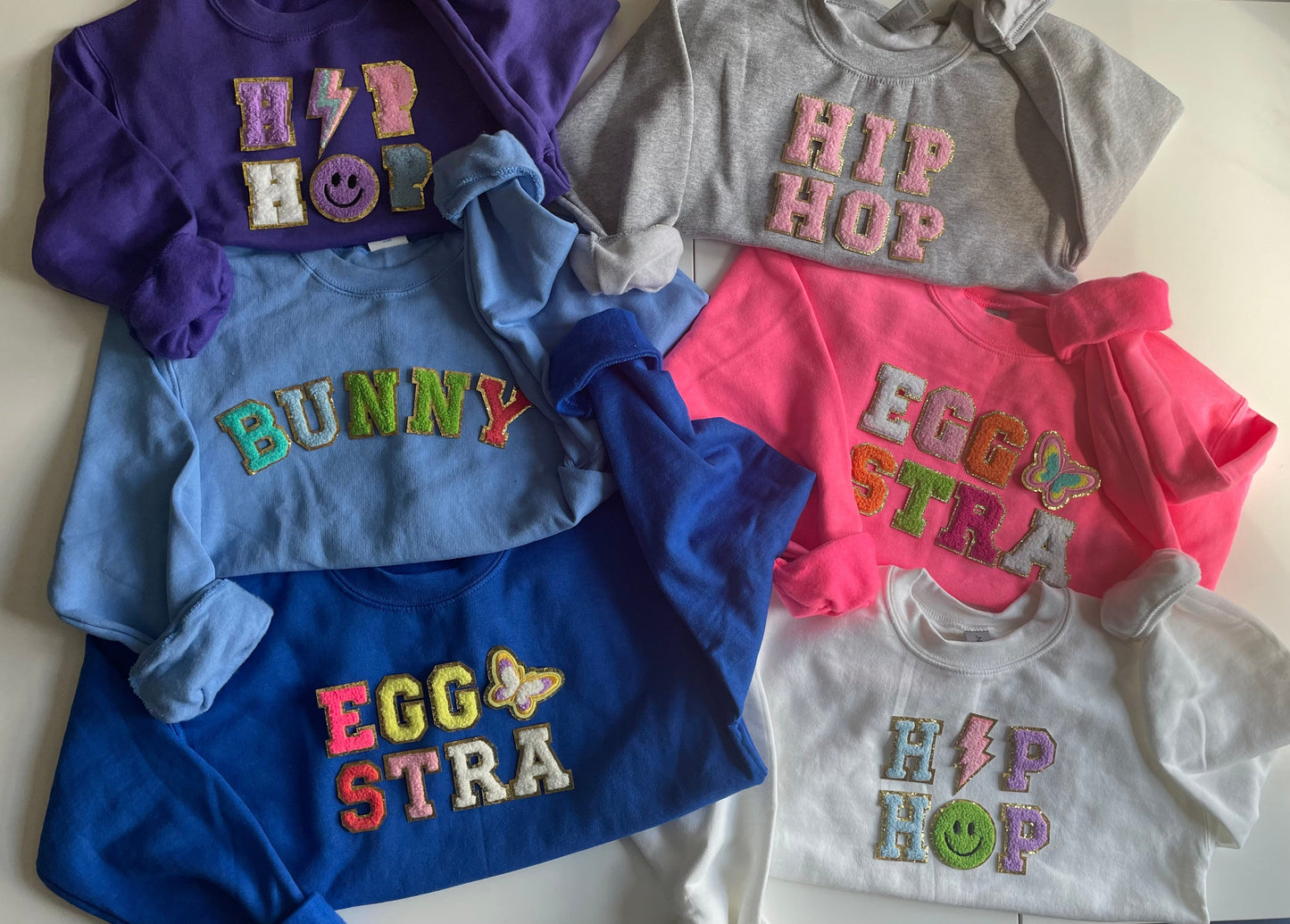 Hip Hop glitter varsity letter Easter youth pullover