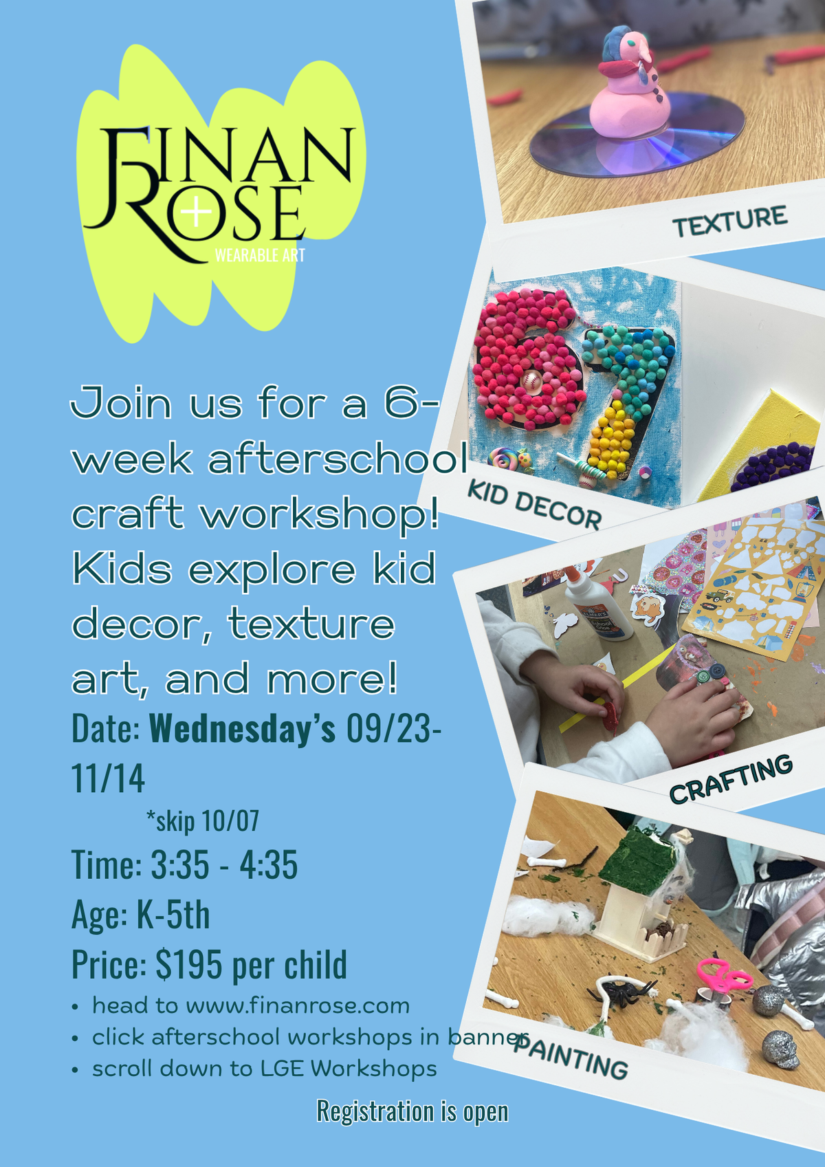 LGE CRAfterschool Art:  WEDNESDAY'S - FALL SESSION