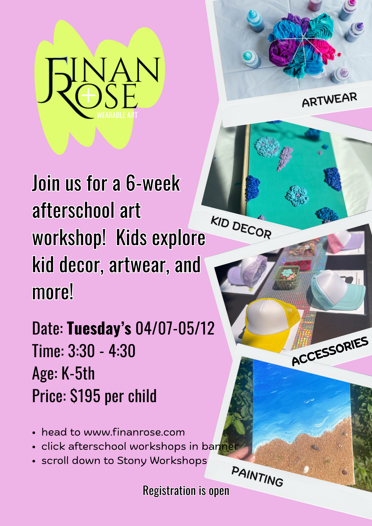 Stony Creek CRAfterschool Art Workshop  TUESDAY SPRING SESSION