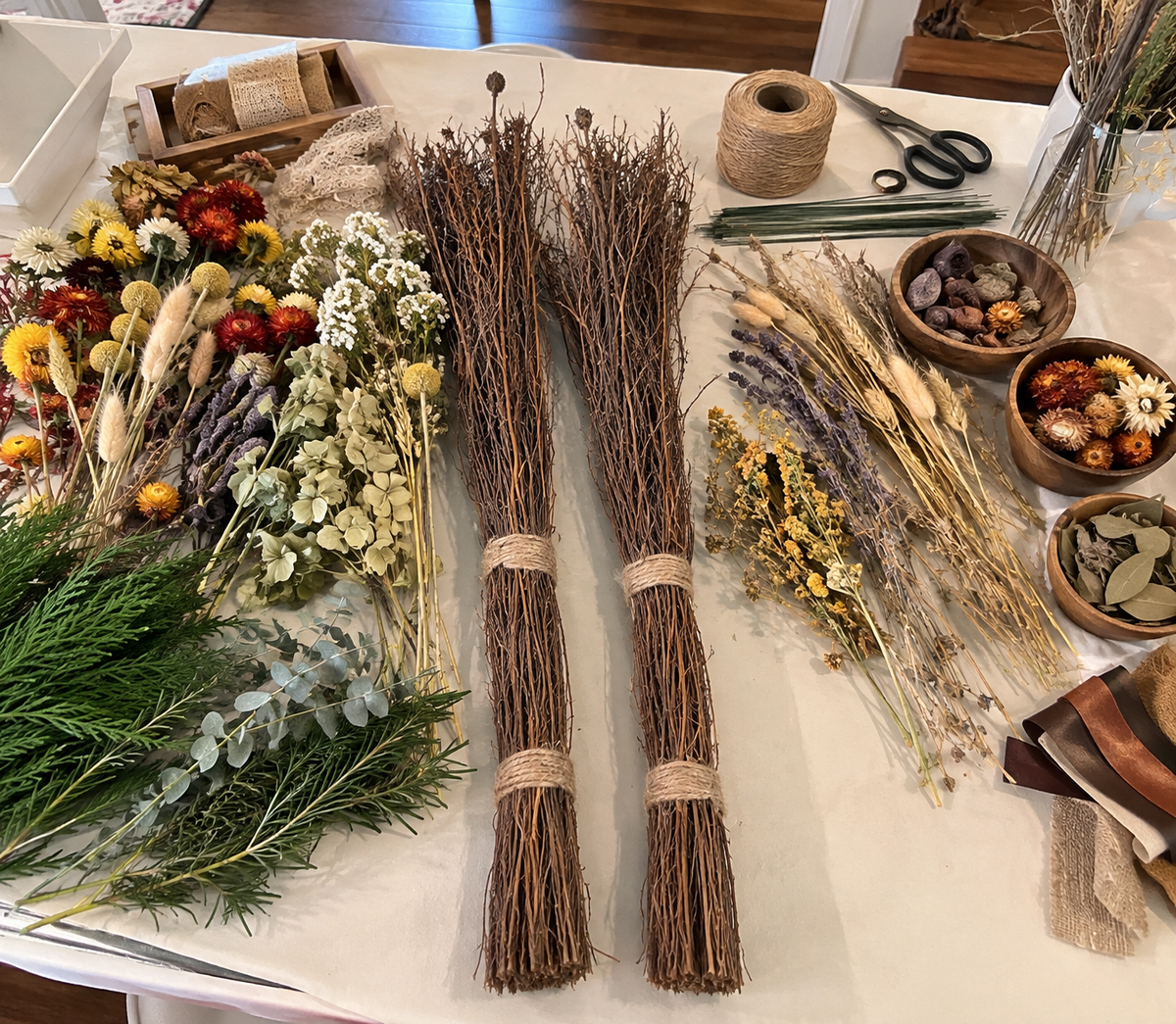Broom Stick Wreath Workshop | At-Home Girls' Night