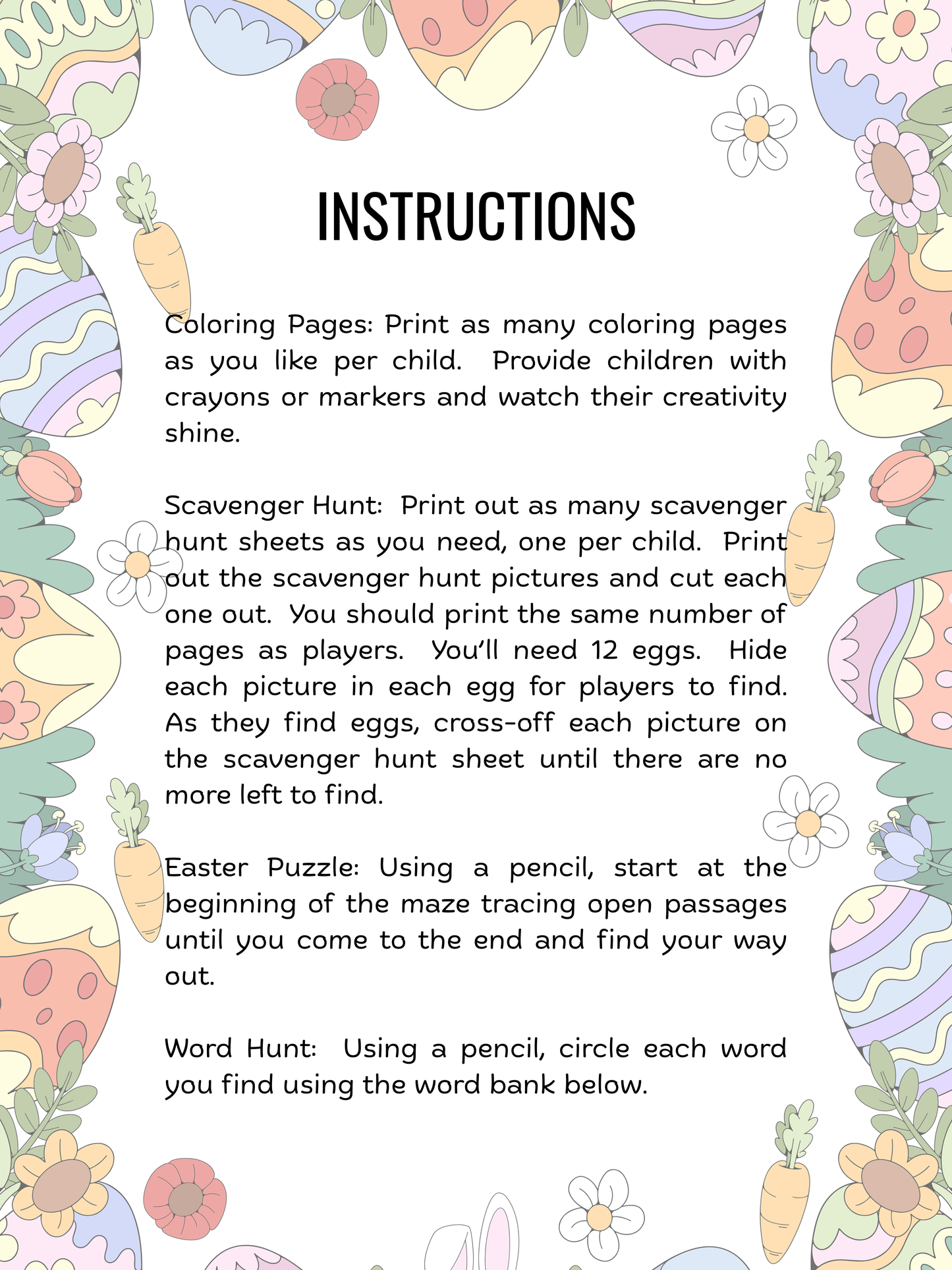 Easter Activity Bundle Instant Download Printable