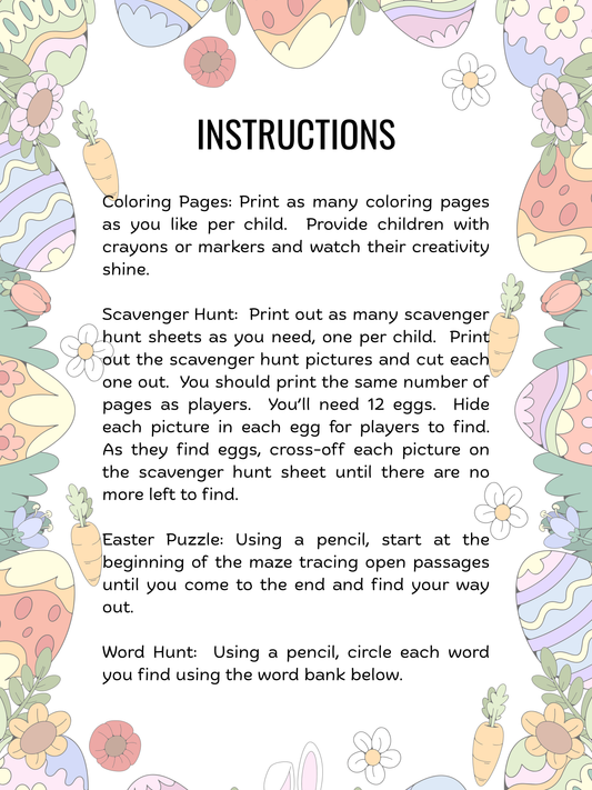 Easter Activity Bundle Instant Download Printable