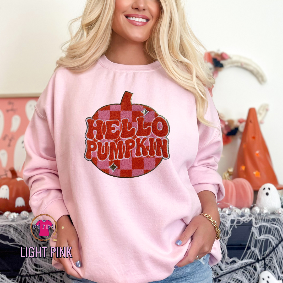 Hello Pumpkin Chenille Retro pumpkin pullover