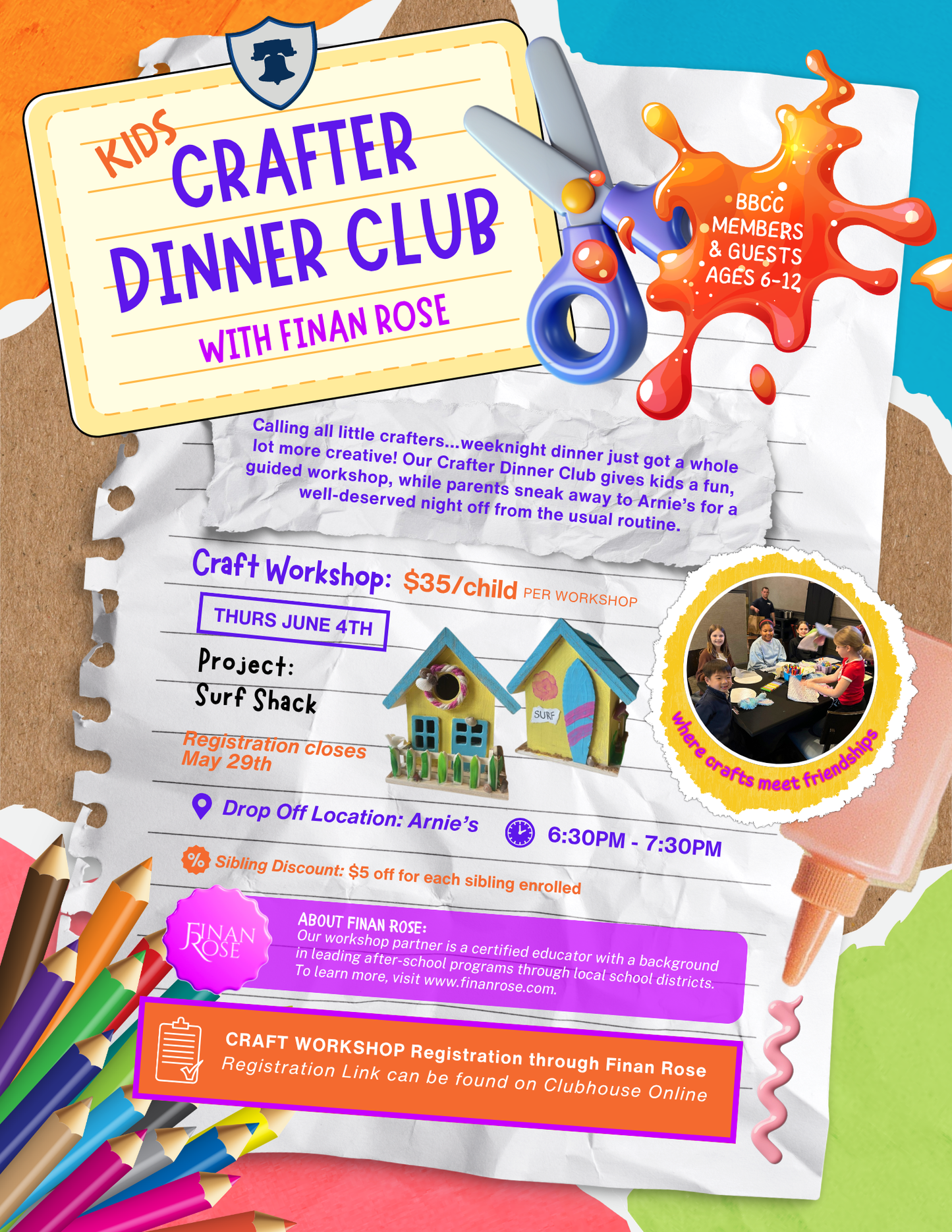 BBCC members: CRAFTer Dinner Kids Club June 4th