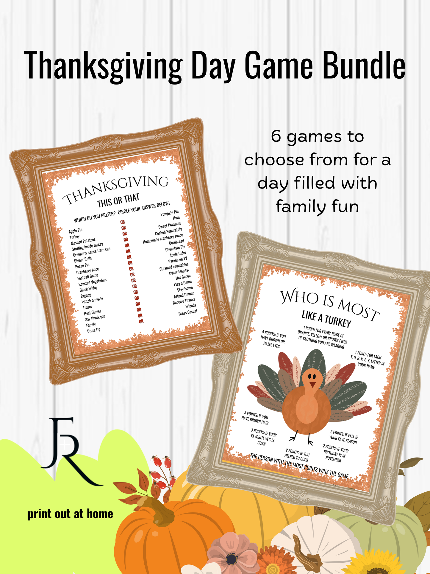 Thanksgiving Day Family Game Printable Bundle