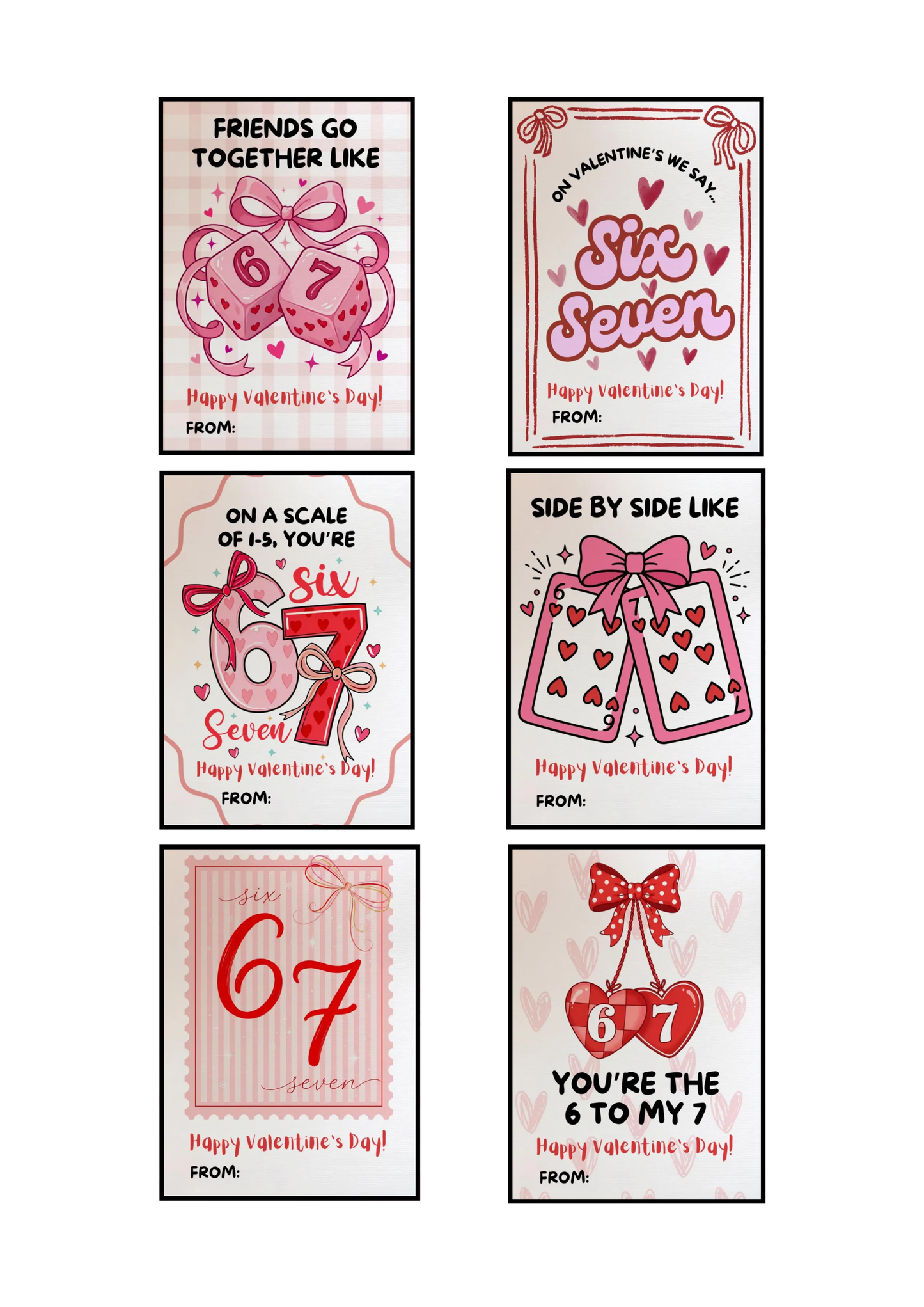 Coquette 6 7 Valentine's Day Card Printable