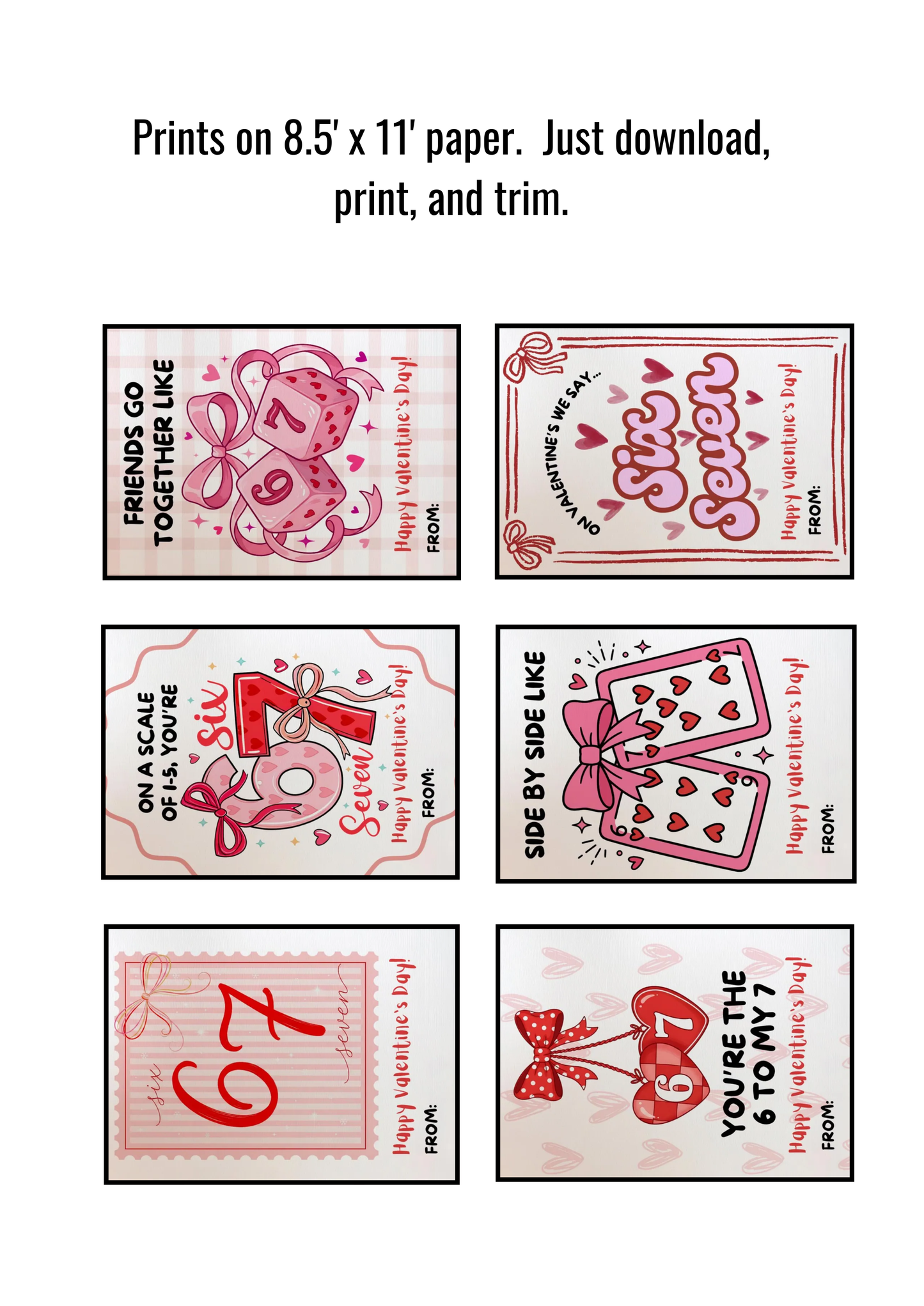 Coquette 6 7 Valentine's Day Card Printable