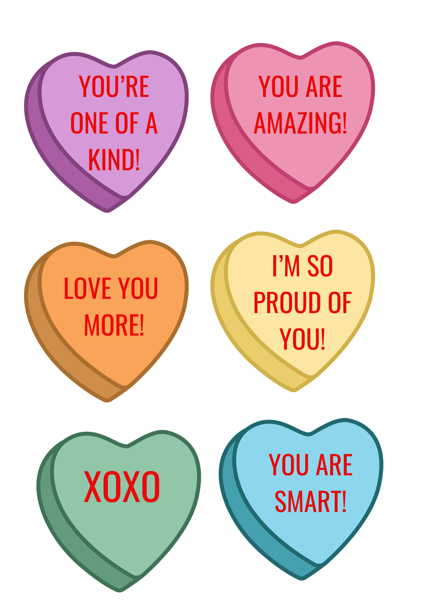 Candy Heart Valentine's Day Card Printable