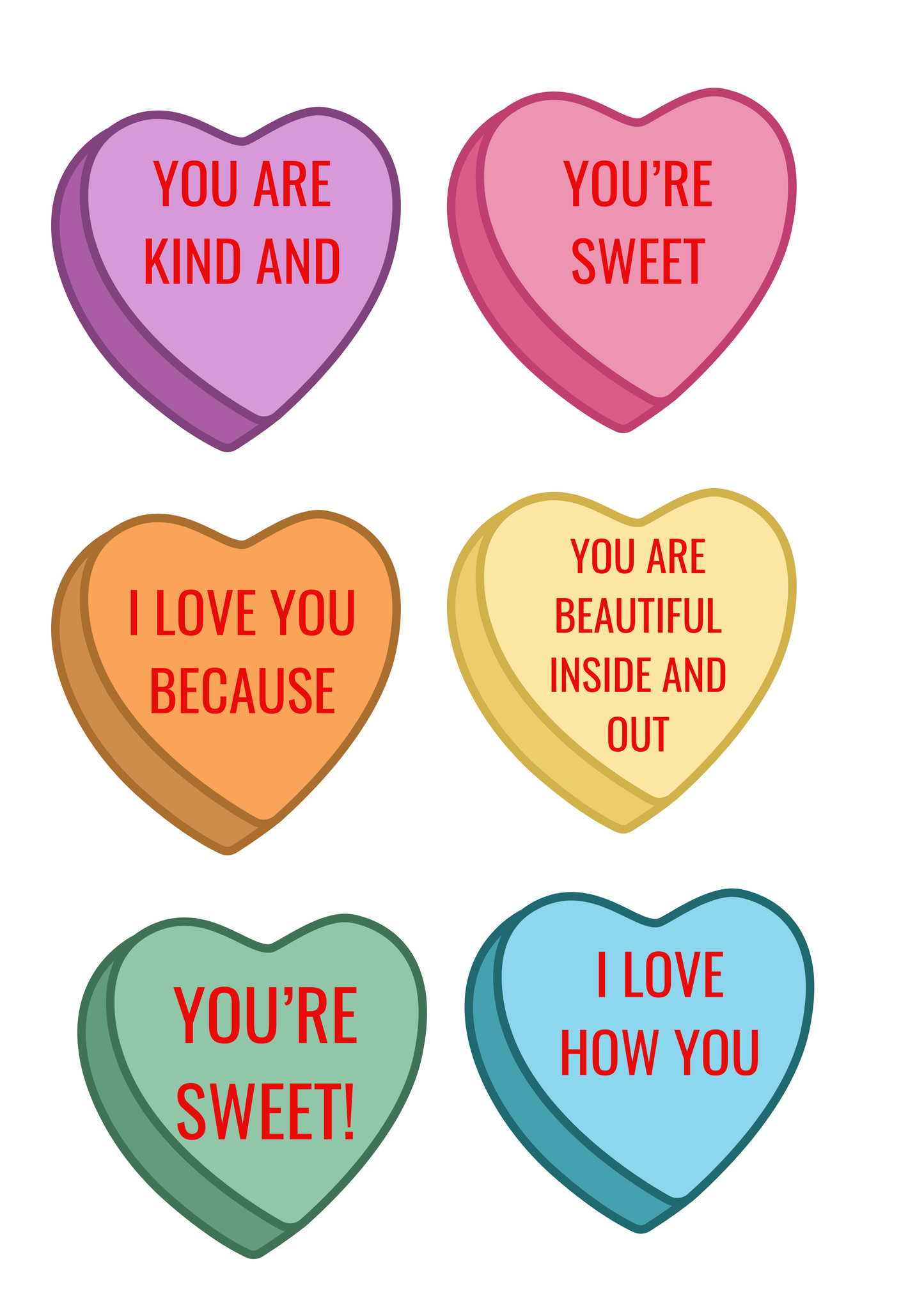 Candy Heart Valentine's Day Card Printable