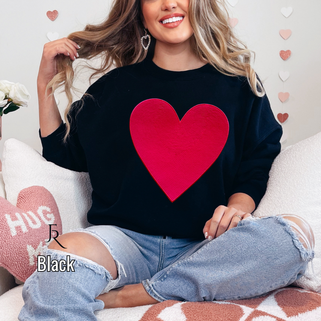 Hot Pink Large Sequin heart pullover