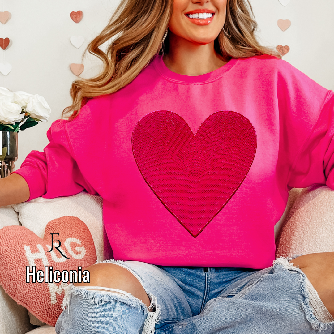 Hot Pink Large Sequin heart pullover