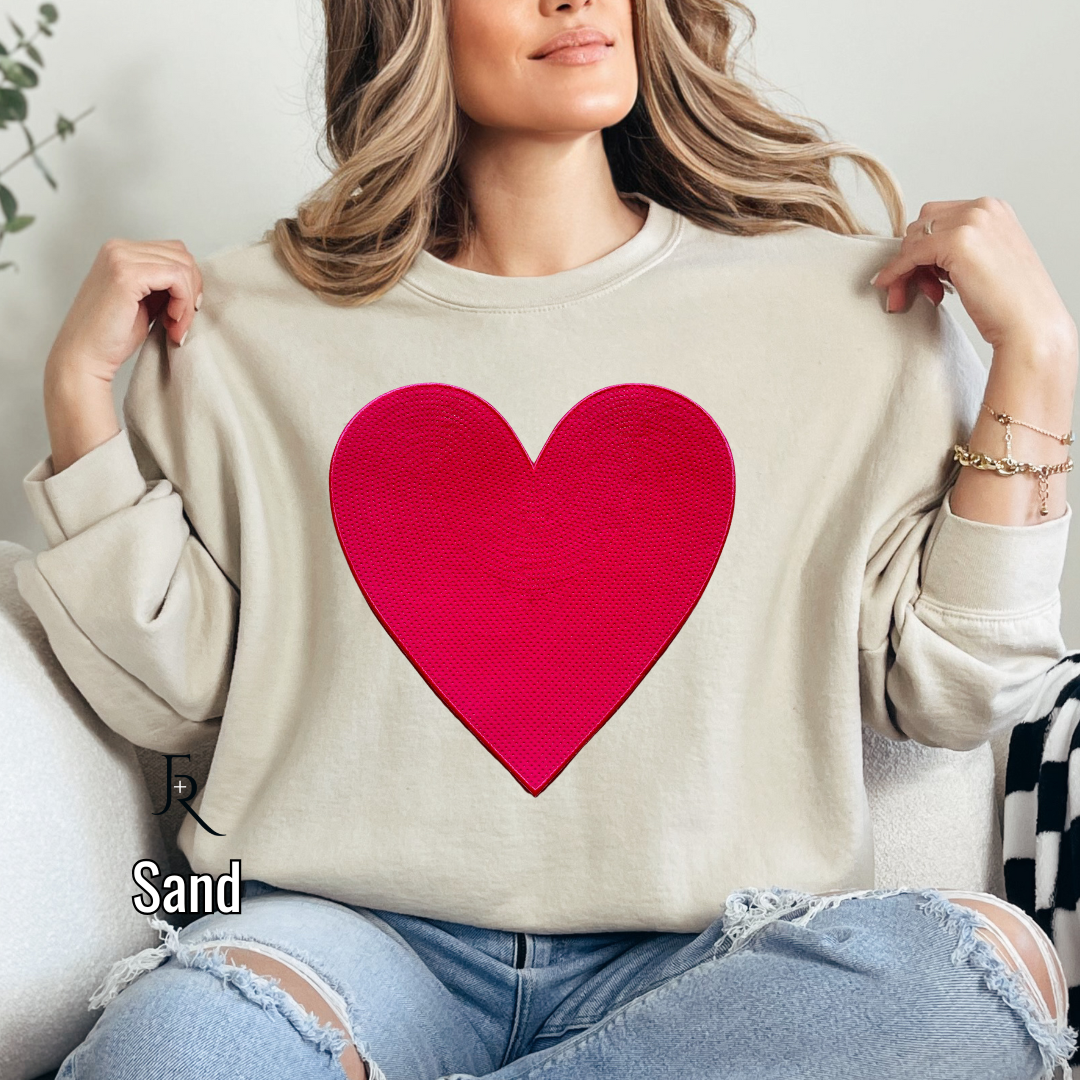 Hot Pink Large Sequin heart pullover