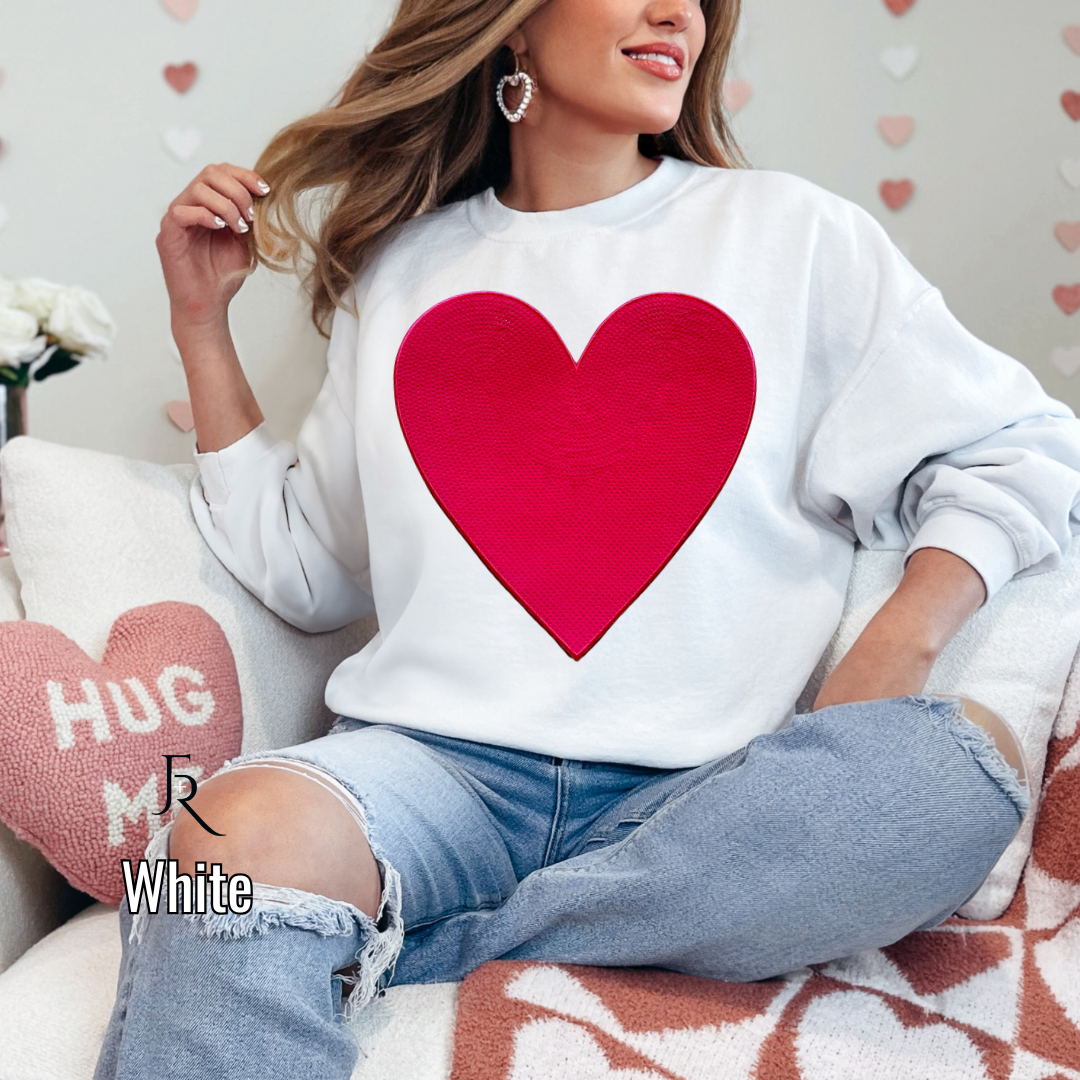 Hot Pink Large Sequin heart pullover