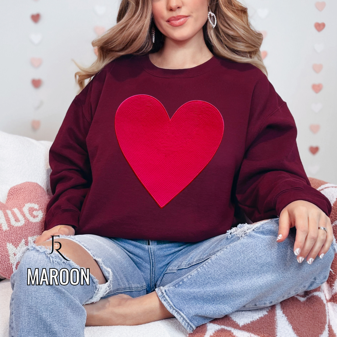 Hot Pink Large Sequin heart pullover